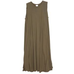 KOWTOW Tank Swing Dress Olive Green Sleeveless Cotton Jersey Knit Women's M